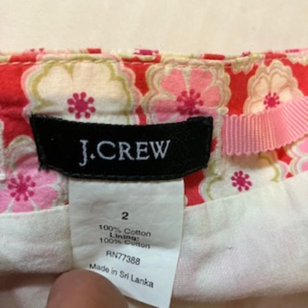 J Crew floral pink skirt cotton ribbon belt size 2 - Picture 3 of 6